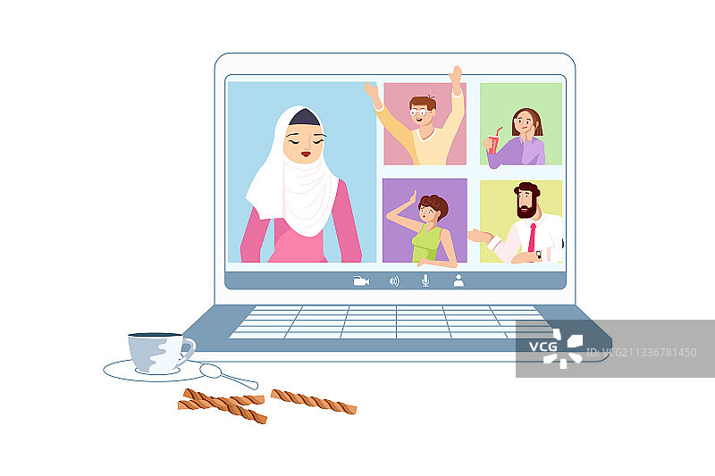 参加视频会议的不同的人图片素材