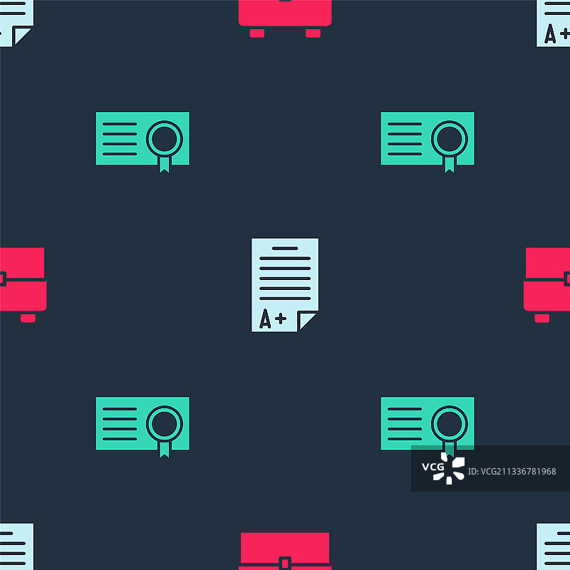 书包、试卷与A+成绩套装图片素材