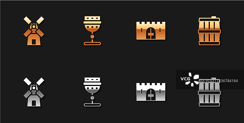 中世纪风车酒杯城堡大门合集图片素材