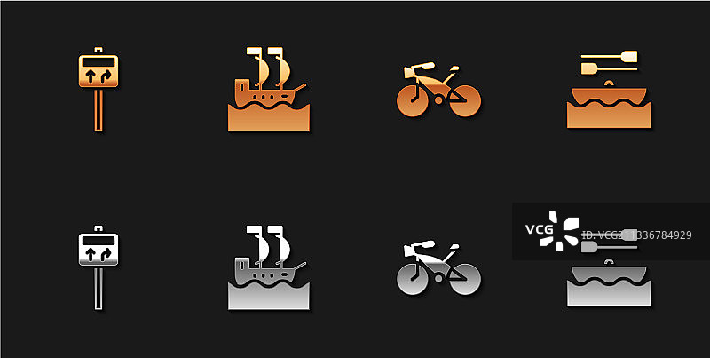 道路交通标志牌、帆船、自行车图片素材