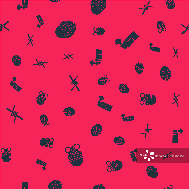 防毒面具、特种部队士兵、带刺铁丝网图片素材