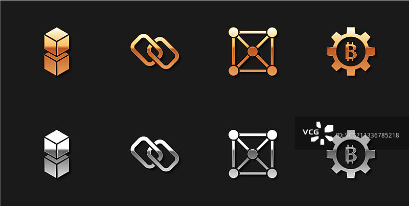 区块链技术、链环套装图片素材