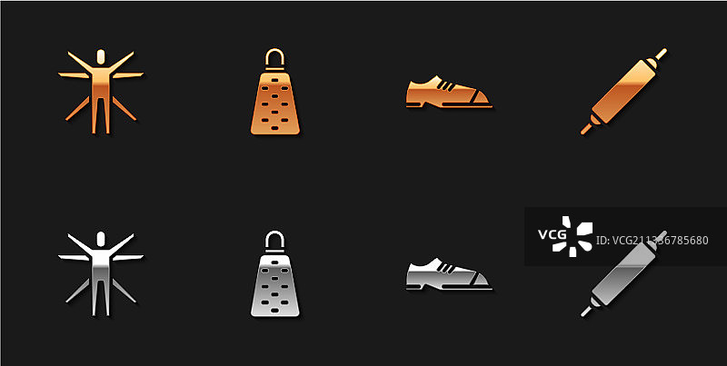 维特鲁威人刨丝器男鞋滚轮套装图片素材