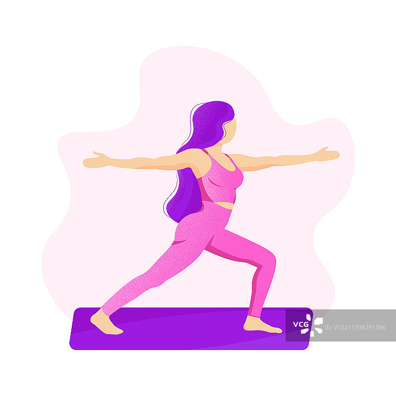 瑜伽课程：粉色运动服女孩图片素材