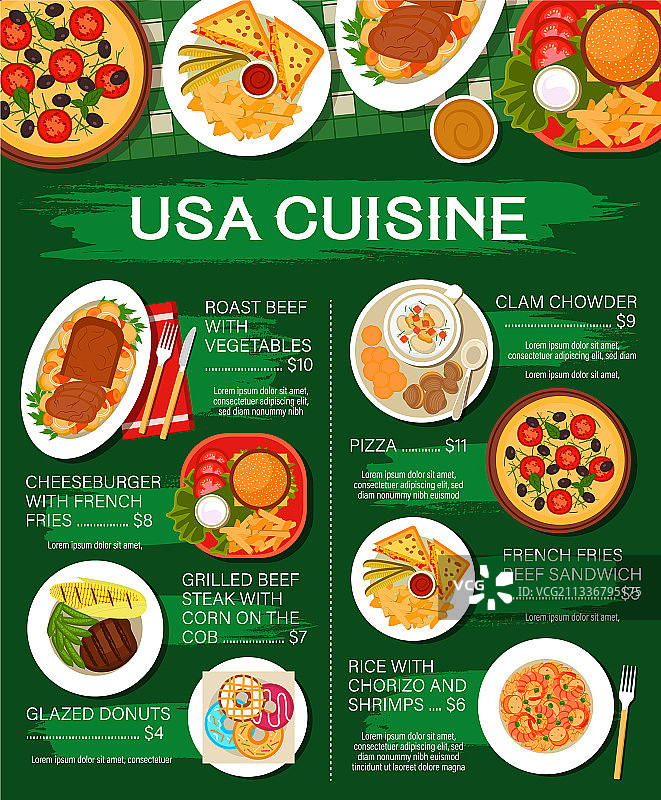 美式餐饮菜单餐厅美食咖啡馆午餐图片素材