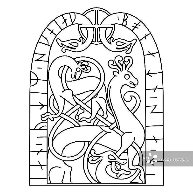 凯尔特风格古代装饰神兽图片素材