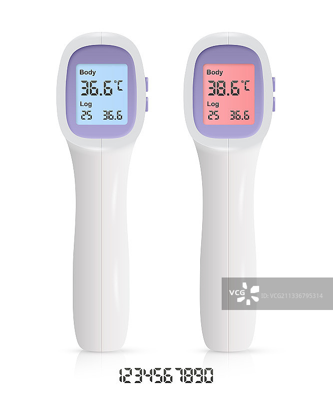 显示正常和升高温度的医用温度计图片素材