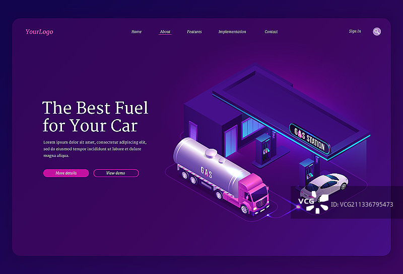 2.5D加油站车辆加油页面图片素材
