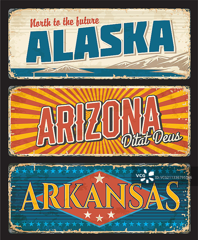 美国阿拉斯加州、亚利桑那州和阿肯色州合集图片素材