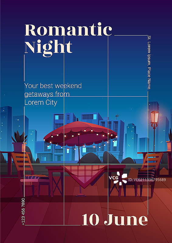 咖啡馆浪漫之夜宣传单图片素材