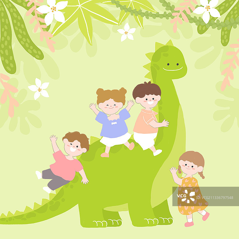 插画：儿童保险，基础教育，儿童画，绘本，文化中心，幼儿园，小学，玩耍图片素材