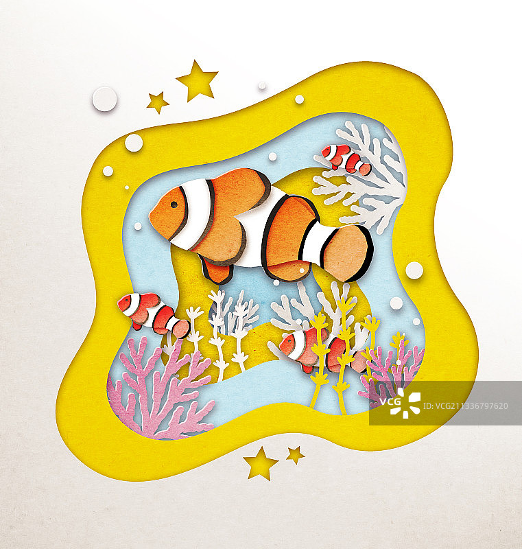 纸艺夏季海底世界图片素材