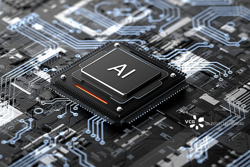 3D芯片上的AI图片素材