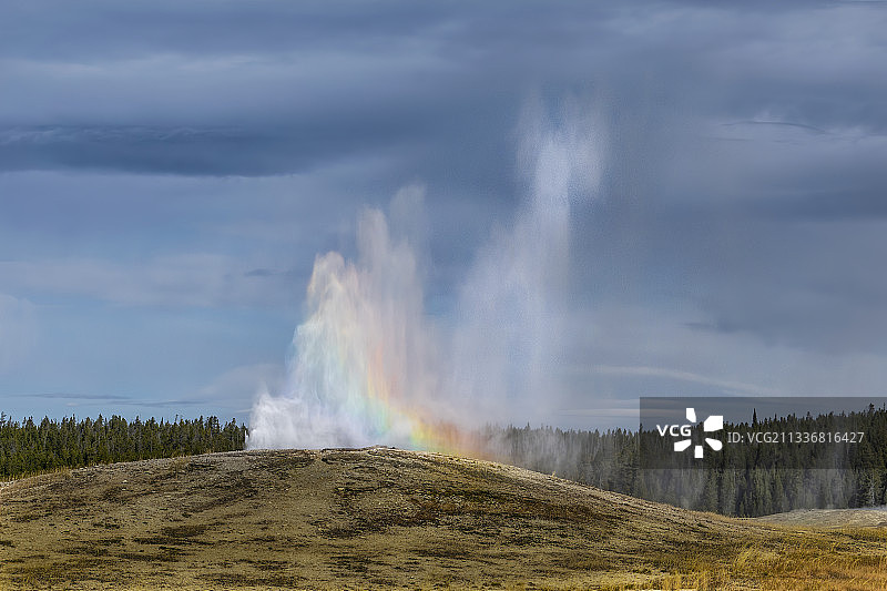 黄石公园老忠实喷泉图片素材