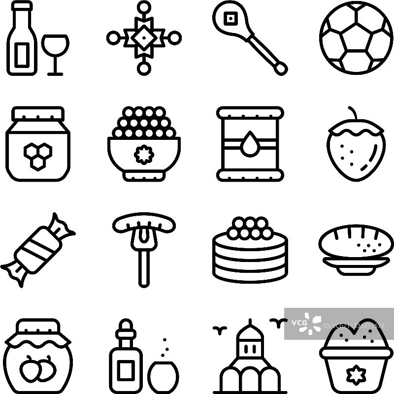 俄罗斯甜点轮廓图标包图片素材