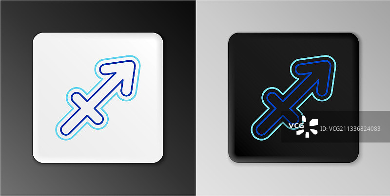 灰色背景隔离的射手座星座线性图标图片素材