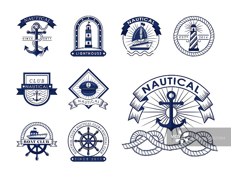 九个航海图标图片素材