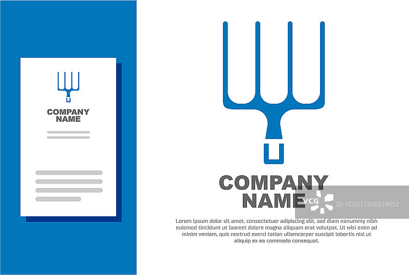白色背景上的蓝色花园草叉图标图片素材