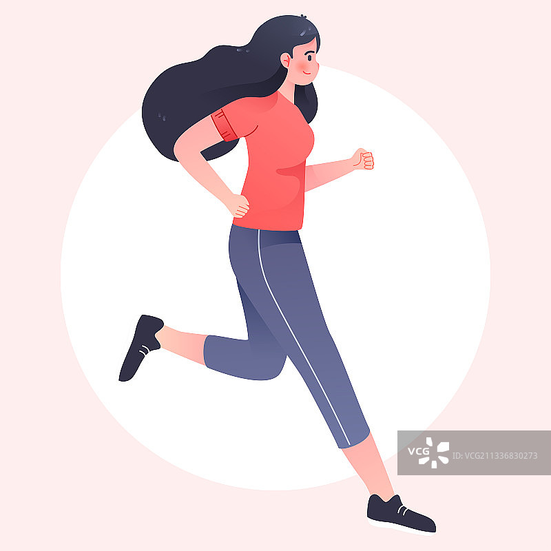 人物跑步运动健身绿色出行减肥瘦身卡通插画图片素材