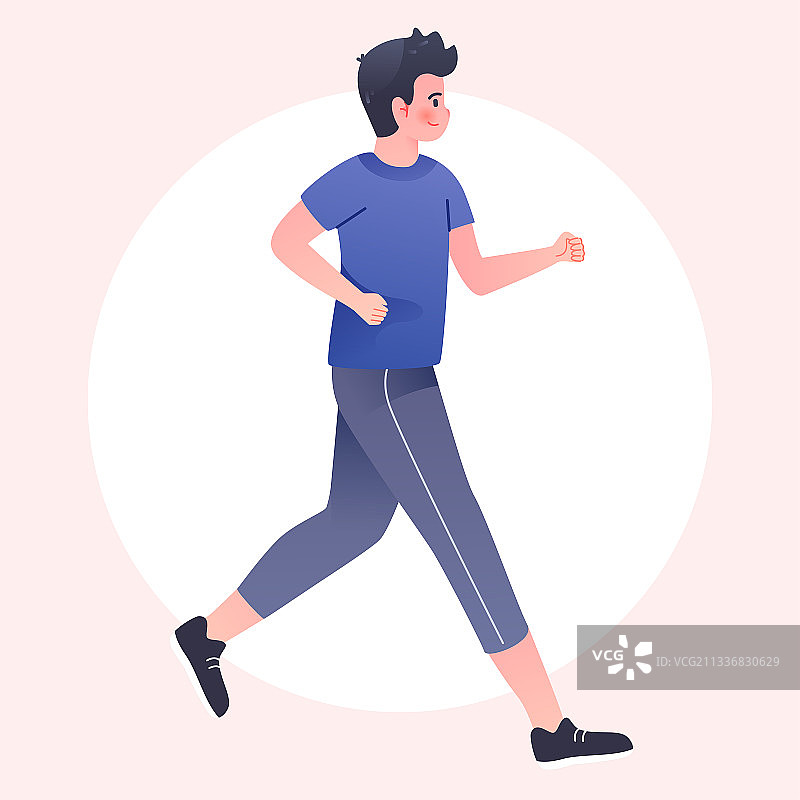 人物跑步运动健身绿色出行减肥瘦身卡通插画图片素材