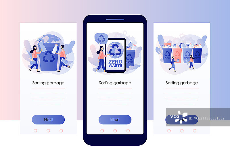 分拣垃圾的回收小人图片素材