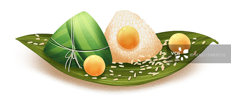 中国传统节日端午节蛋黄粽子插画元素图片素材