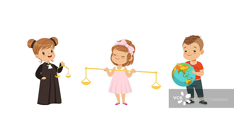 友善的小女孩和小男孩角色图片素材