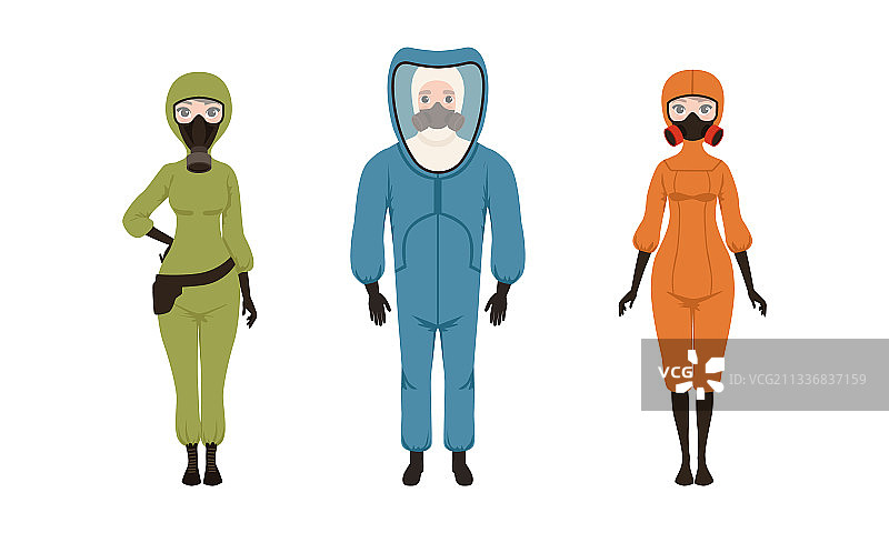 男女身穿防护服图片素材