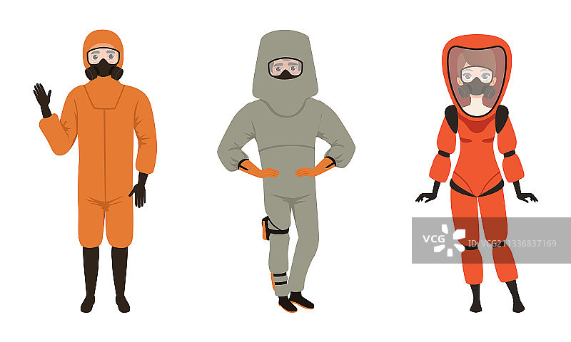 男女身穿防护服图片素材