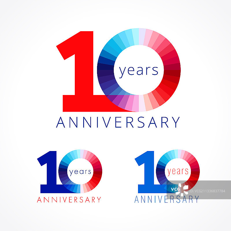 10周年红色蓝色标志图片素材