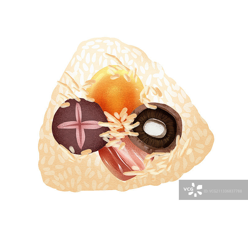 中国传统节日端午节香菇蛋黄肉粽粽子插画元素图片素材