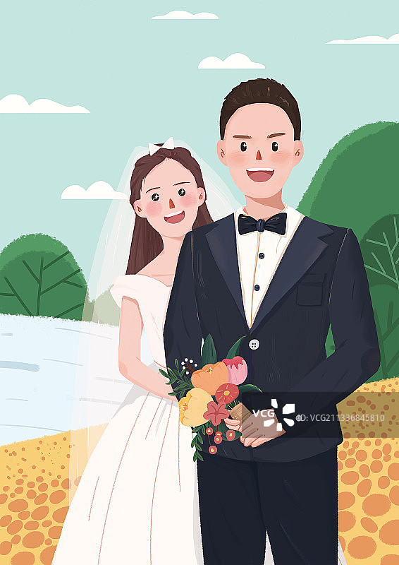 婚礼插画图片素材
