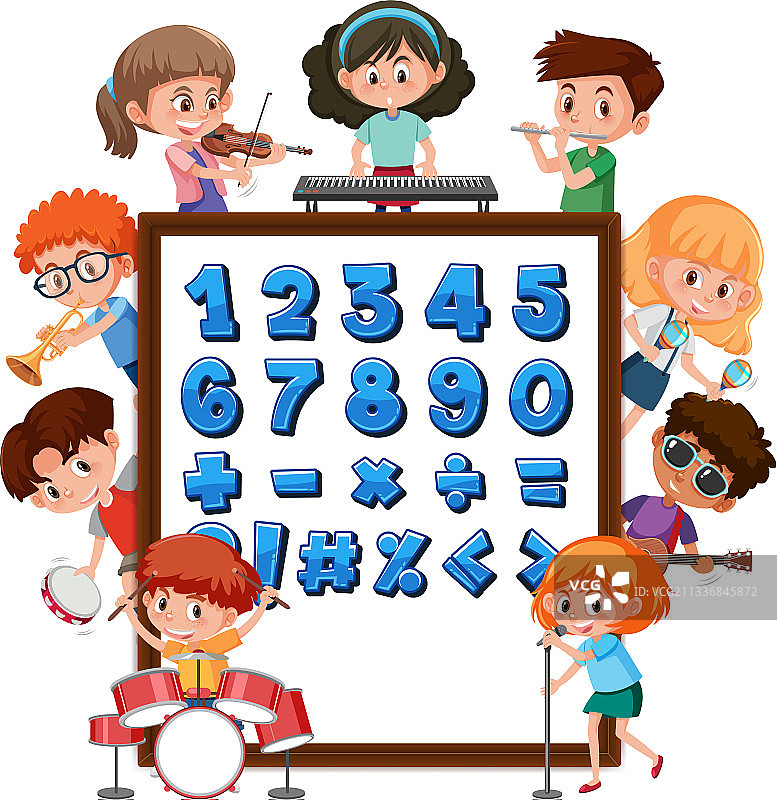 数字0到9和数学符号banner图片素材