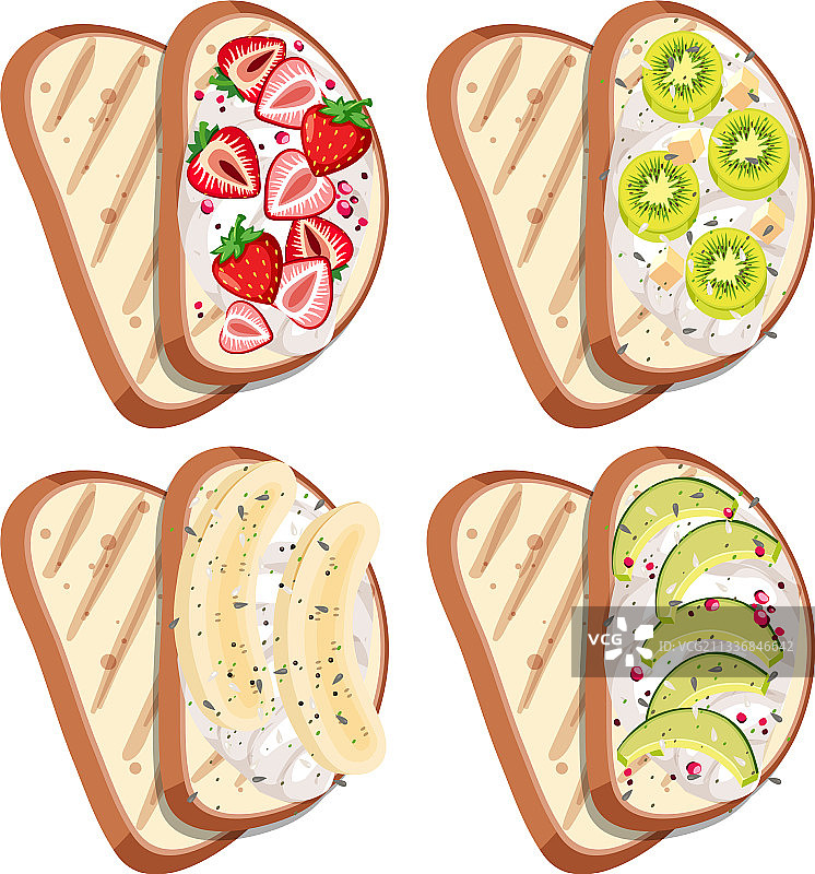 俯视角度：水果面包图片素材