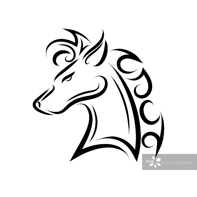 黑白线条艺术马头图片素材