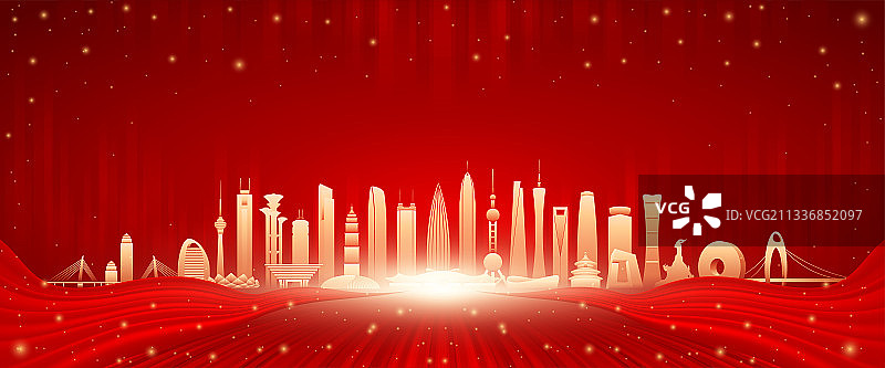 中国抽象城市地标矢量背景图片素材