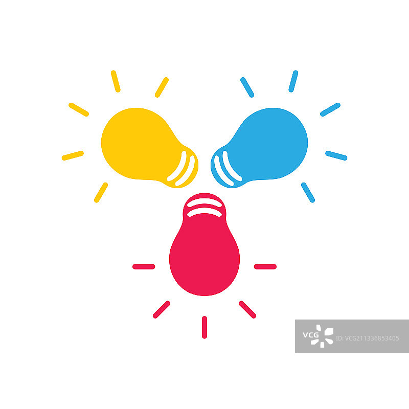 闪耀的彩色灯泡创意符号图片素材