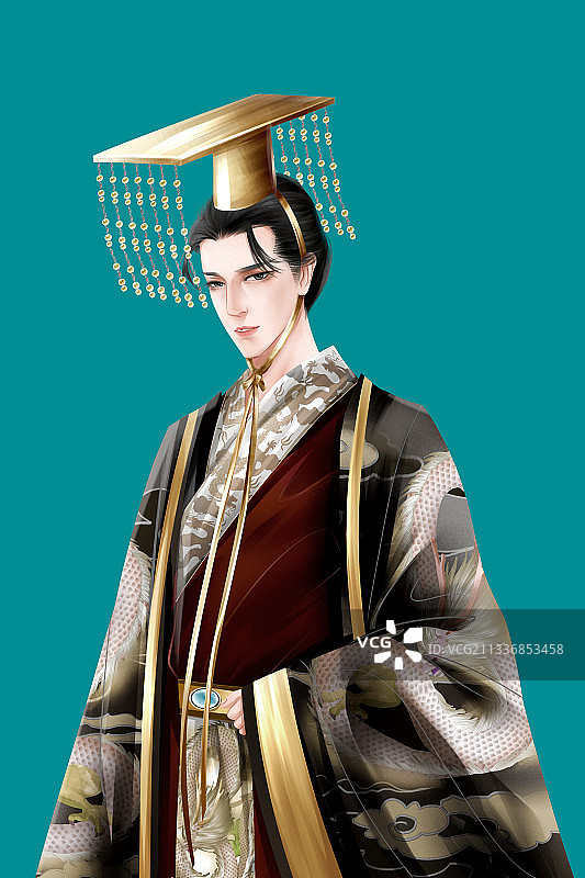 中国风古风汉朝皇帝插画元素图片素材