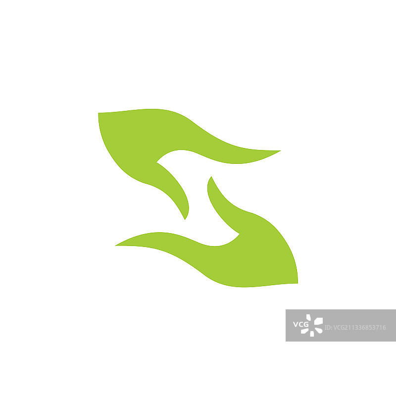 绿色叶子手掌护理抽象标志设计图片素材