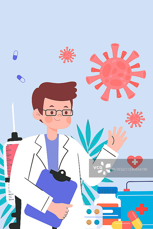 医生科普流行性病毒概念插画图片素材