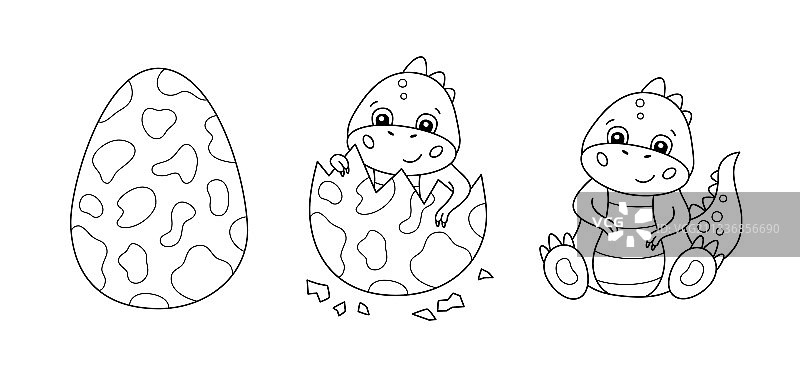 恐龙蛋和可爱的小恐龙儿童插画图片素材