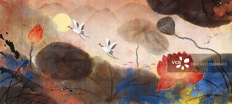 中国风意境水墨画图片素材