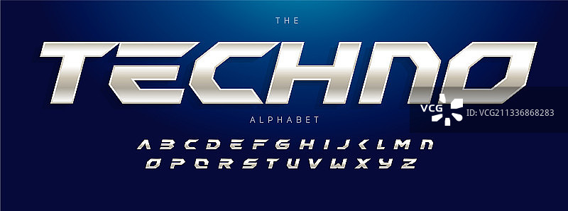 倾斜现代钢铁科技未来主义字母字体图片素材