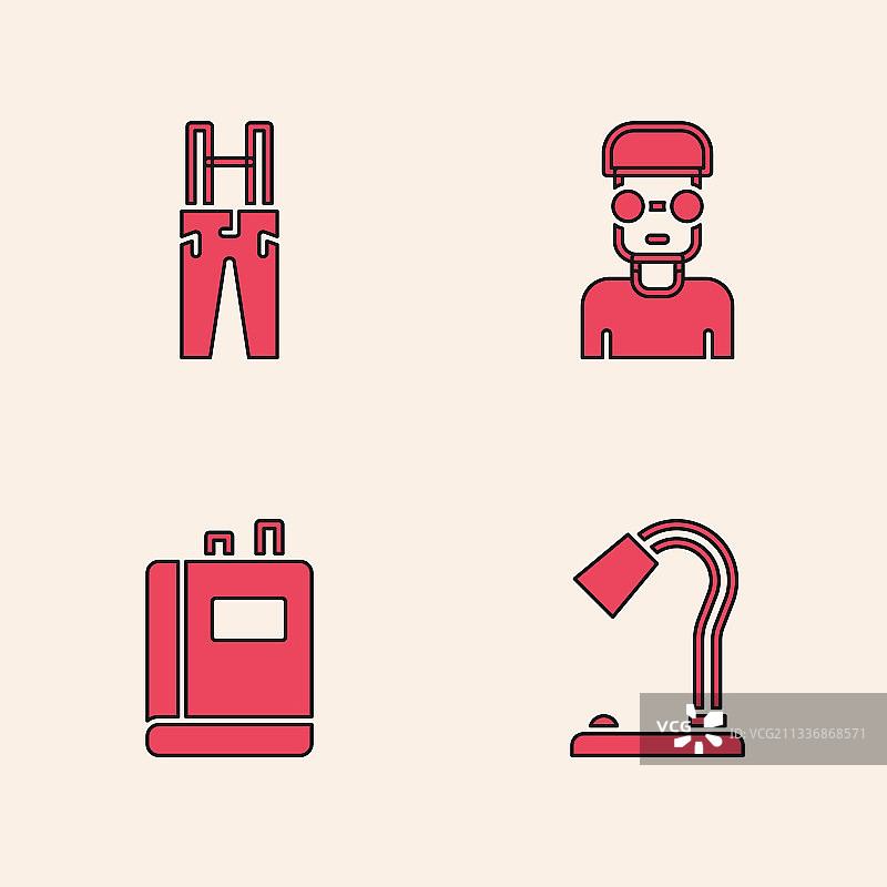 台灯背带裤书呆子套装图片素材