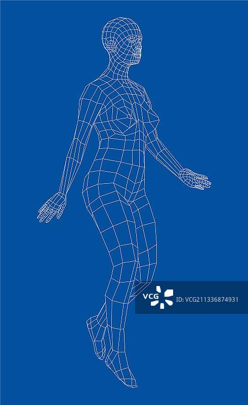 线框行走女人图片素材