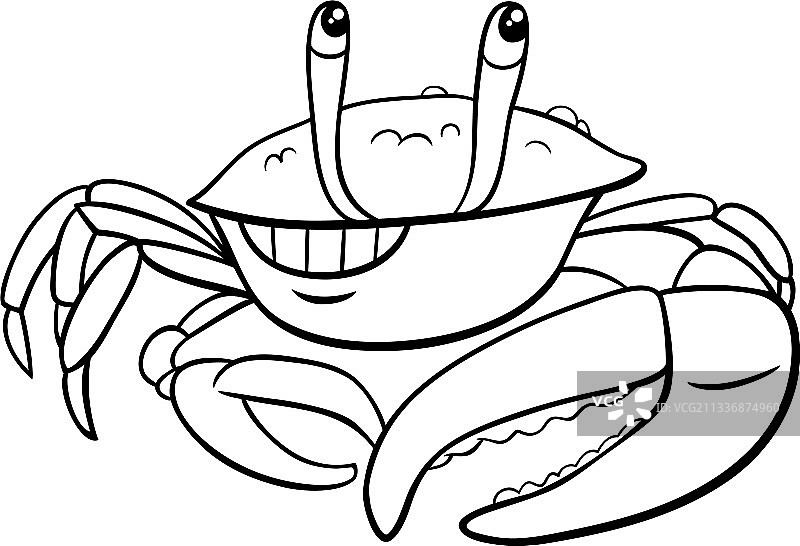 卡通招潮蟹动物角色涂色图片素材