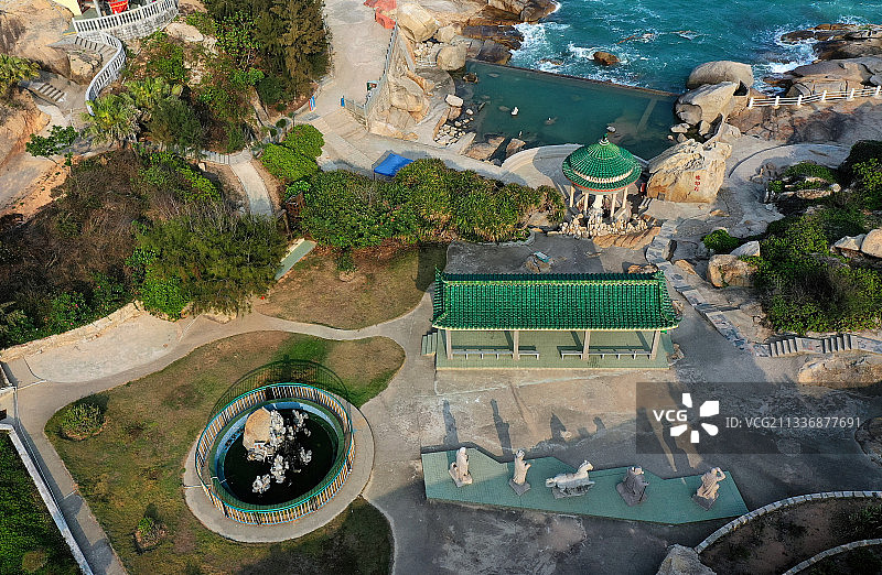 广东省汕尾市城区红海湾遮浪南海观世音旅游景区南海寺航拍图片素材