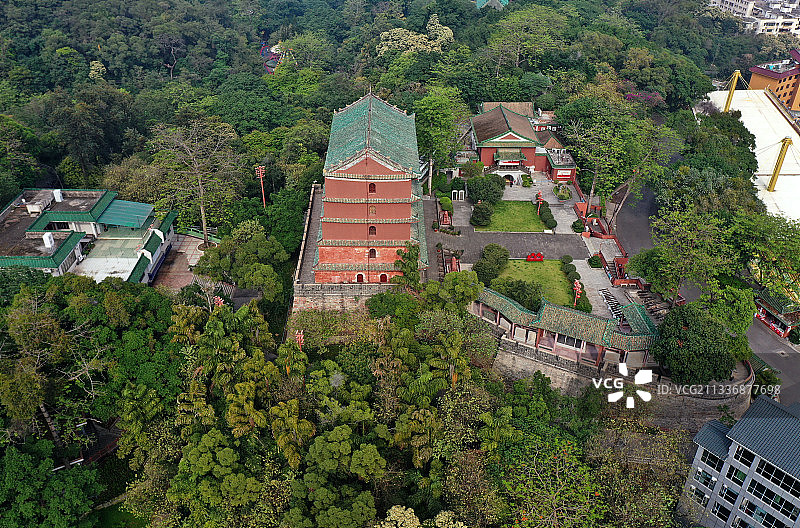 广东省广州市越秀区越秀公园镇海楼电视塔航拍图片素材