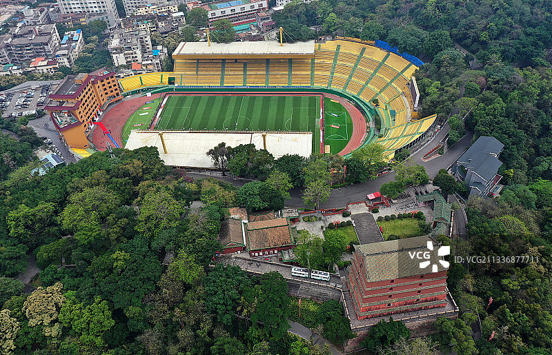 广东省广州市越秀区越秀公园镇海楼电视塔航拍图片素材
