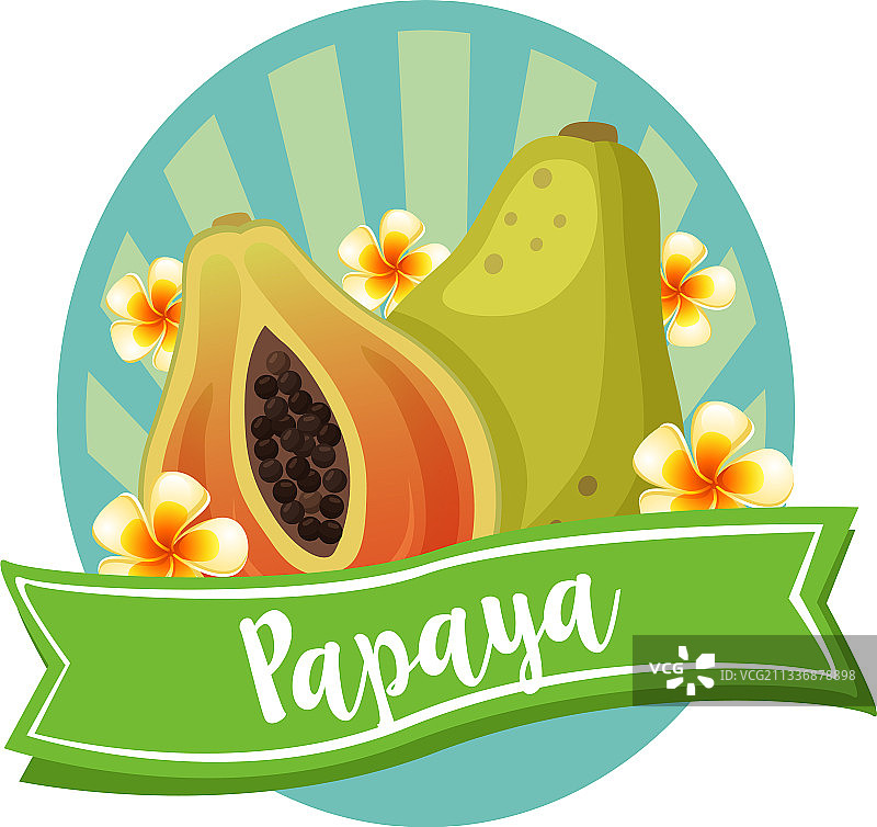 异国水果木瓜标签图片素材